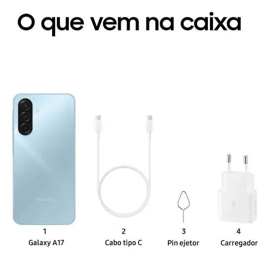 Celular Samsung Galaxy A17 Com Ia, 256gb, 8gb Ram, Câm De 50mp, Tela De 6.7 , Nfc, Ip54 - Azul