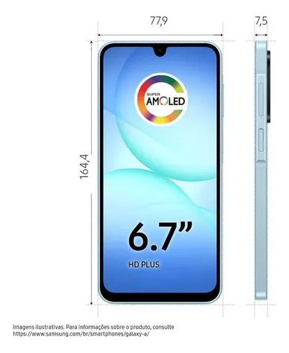Celular Samsung Galaxy A17 Com Ia, 256gb, 8gb Ram, Câm De 50mp, Tela De 6.7 , Nfc, Ip54 - Azul