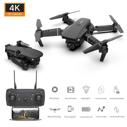 Drohne E88 Dual-Kamera 4K mit 1 Akku WI-FI SCHWARZ NEU