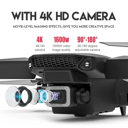 Drohne E88 Dual-Kamera 4K mit 1 Akku WI-FI SCHWARZ NEU