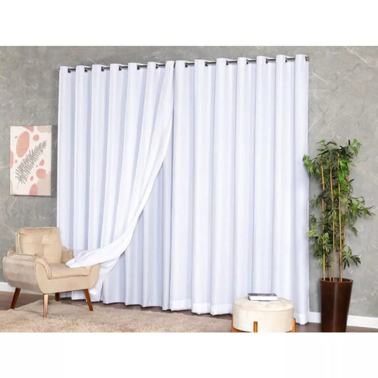 Cortina Voil Gaze de Linho 7,00 x 2,30/2,40/2,50/2,60/2,70/2,80 c/ Forro Blackout Grosso Original