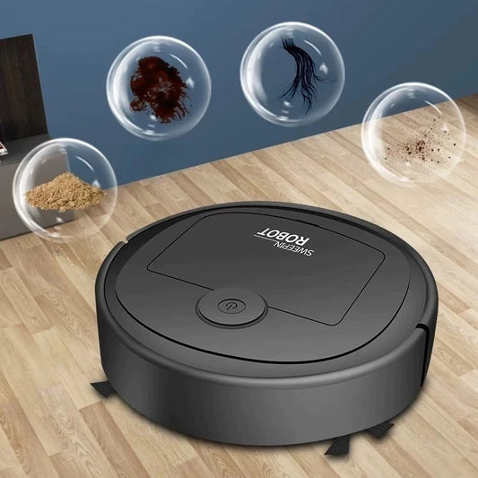 Robô Aspirador Inteligente Branco/Preto - Limpeza Automática e Design Compacto