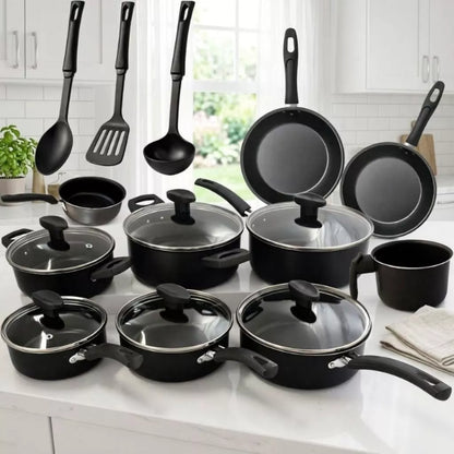 Jogo Panelas 13 Peças Antiaderente Conjunto Kit Frigideira Caçarola Fervedor Cozinha Completa