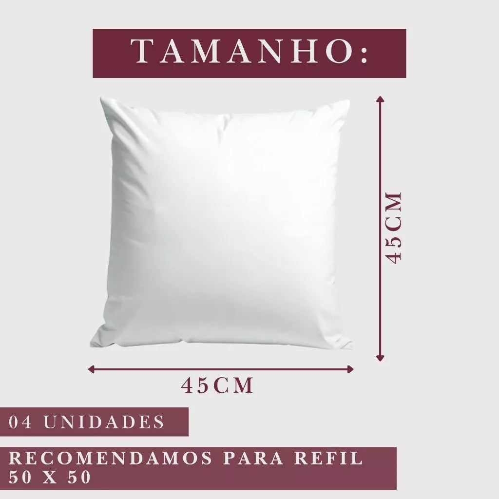 Kit 04 Almofadas 45x45 Decorativa Varios Modelos Com e Sem Enchimento