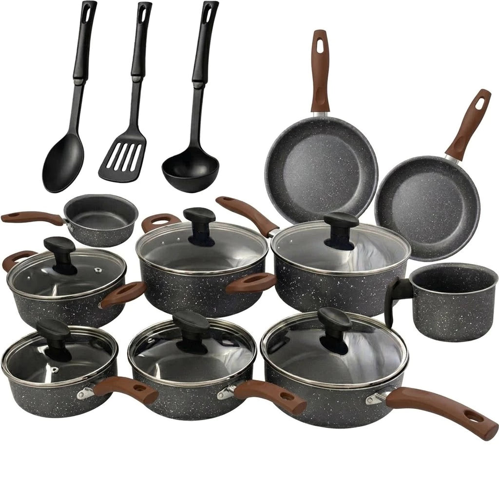 Jogo Panelas 13 Peças Antiaderente Conjunto Kit Frigideira Caçarola Fervedor Cozinha Completa
