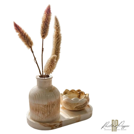 Kit Decorativo Minimalista - Bandeja +Vaso + Flor de Lótus | Presente Dia Das Mães