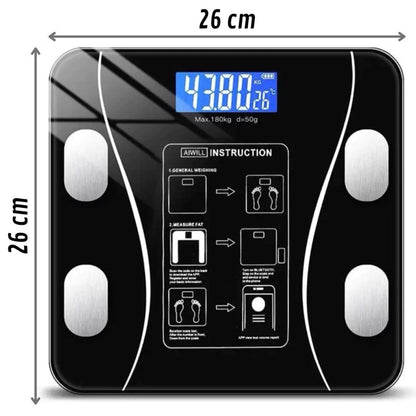 Balança Inteligente Corporal com Bioimpedância e Bluetooth | App Grátis | Suporta até 180kg