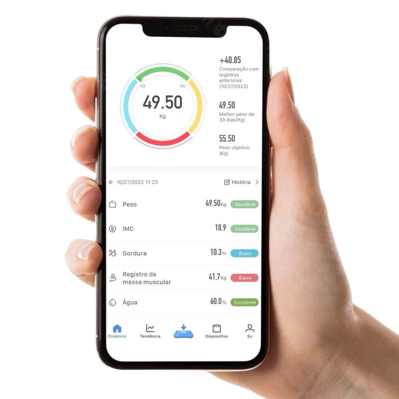 Balança Inteligente Corporal com Bioimpedância e Bluetooth | App Grátis | Suporta até 180kg
