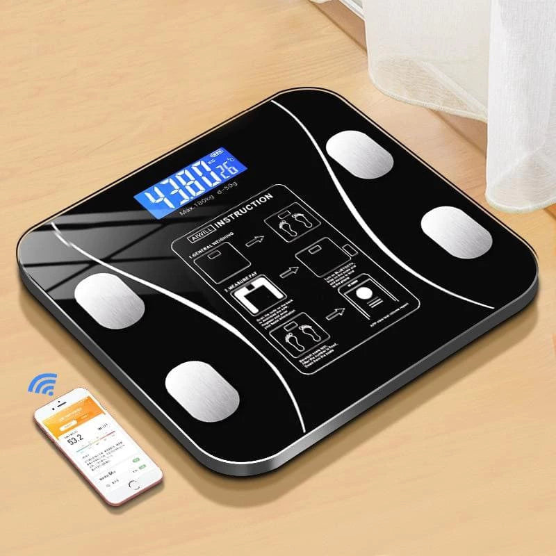 Balança Inteligente Corporal com Bioimpedância e Bluetooth | App Grátis | Suporta até 180kg